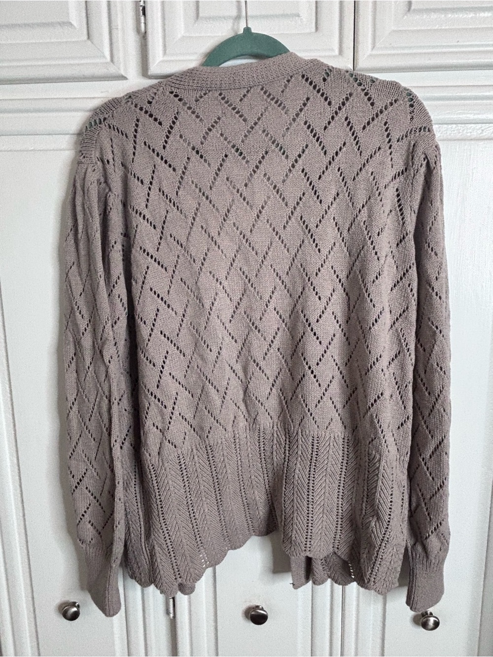 Grey Open Knit Wrap Cardigan with Tie Belt sz XL - Picture 6 of 8
